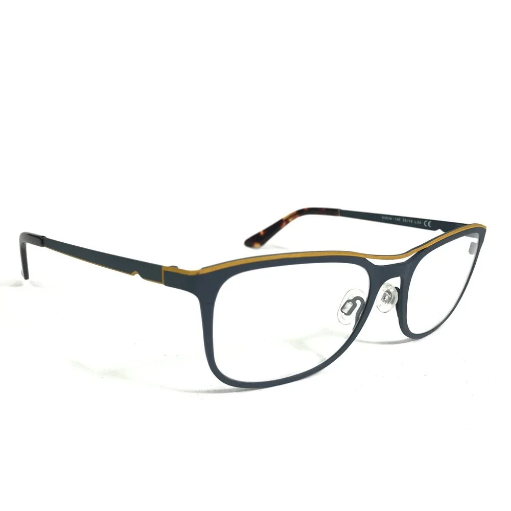 Binoche Eyeglasses Frames 148 c.04 Navy Blue Yellow Square Full Rim 55-19-148